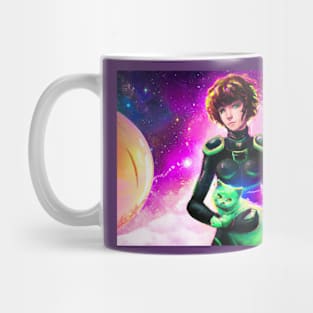 Anime Girl with Space Cat Mug